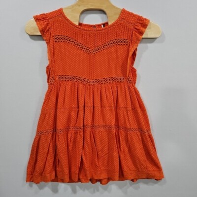 Free People Retro Kitty Crochet Lace Mini Dress Orange Size Small