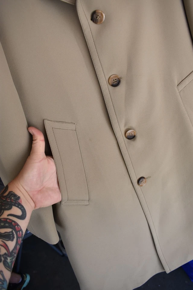 Gabardina vintage beige personalizada para hombre bolsillos forro de piel sintética talla 40 Foto 3 de 4