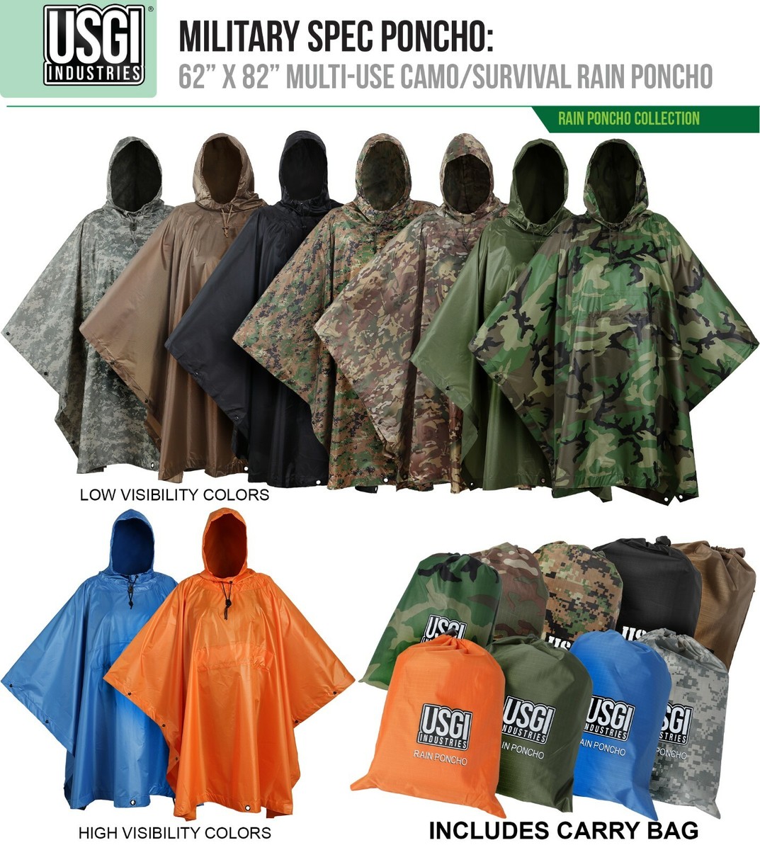 USGI Industries Military Style Multi-Use Rip Stop Rain