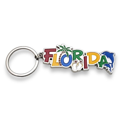 Florida Keychain Key Ring Souvenir Metal Travel Tourist Gift Sunshine State USA eBay