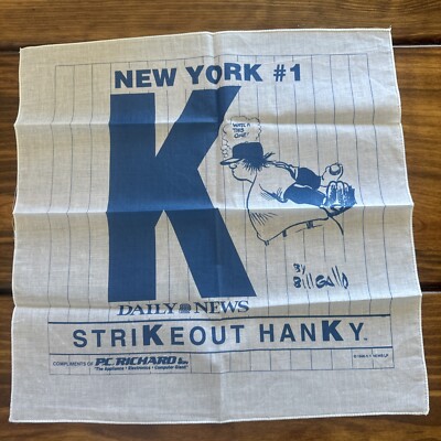 1996 New York Yankees Strikeout Hanky Pinstripe - Bill Gallo - Collectable