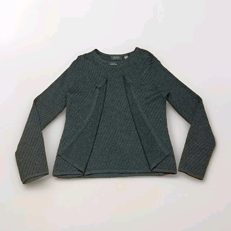 DANA BUCHMAN Black Sequin Beaded Wool Tank Set Dressy Womans Size Large  - Imagem 2 de 4