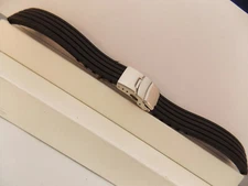 Sportband 22mm Black Silicone Rubber.Deployment Push Button Buckle W/Spring Bars