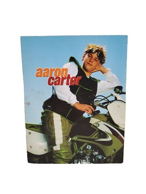 Aaron Carter 2 Pocket School Folder Dirt Bike & About Him Info 2002 Y2K