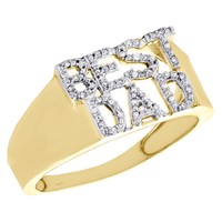 10K Gelbgold Rund Diamant Beste Papa Statement Rosa Ring 10Mm Band 1 / 10 Karat