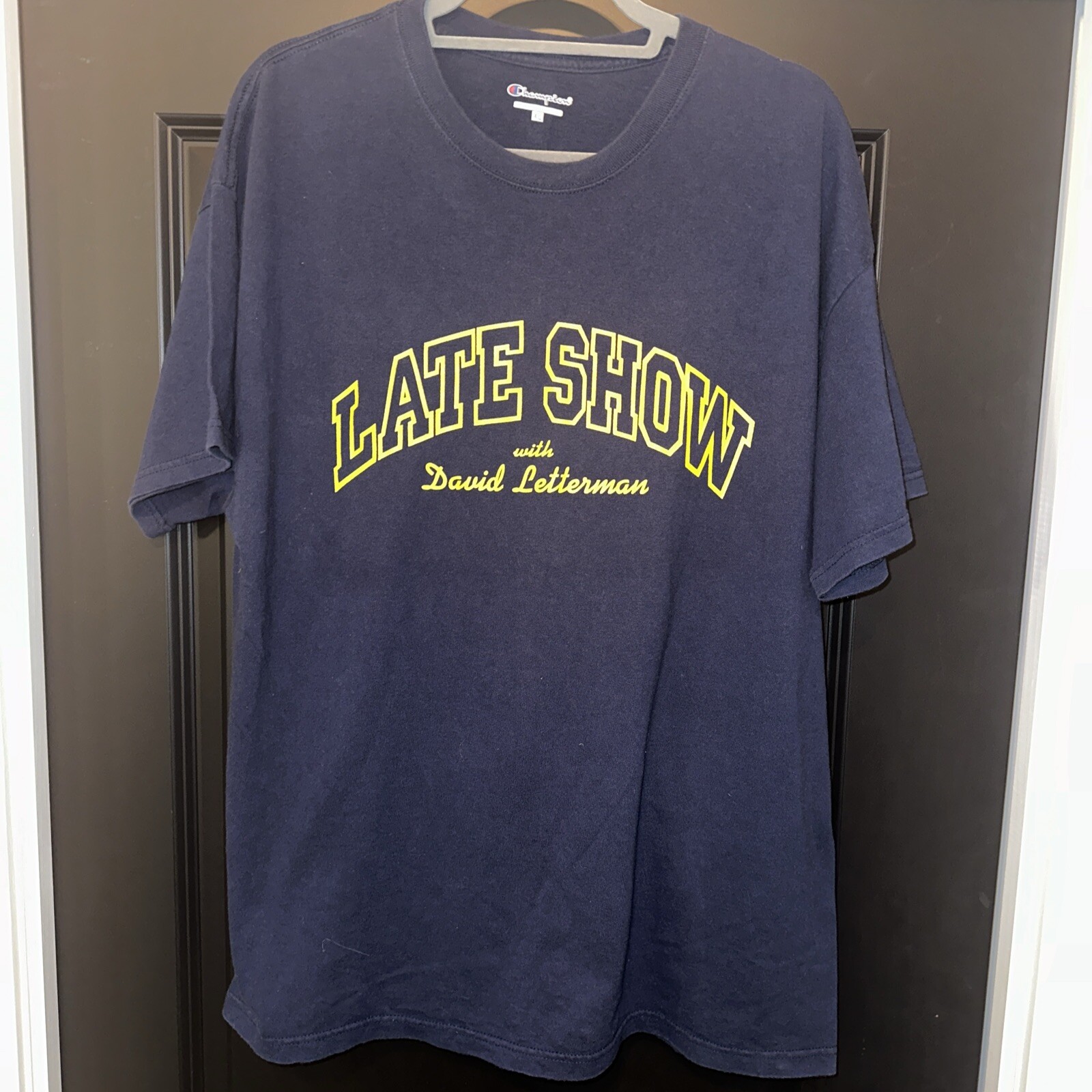 Late Show with David Letterman Champion Large Tee Used 100% Cotton