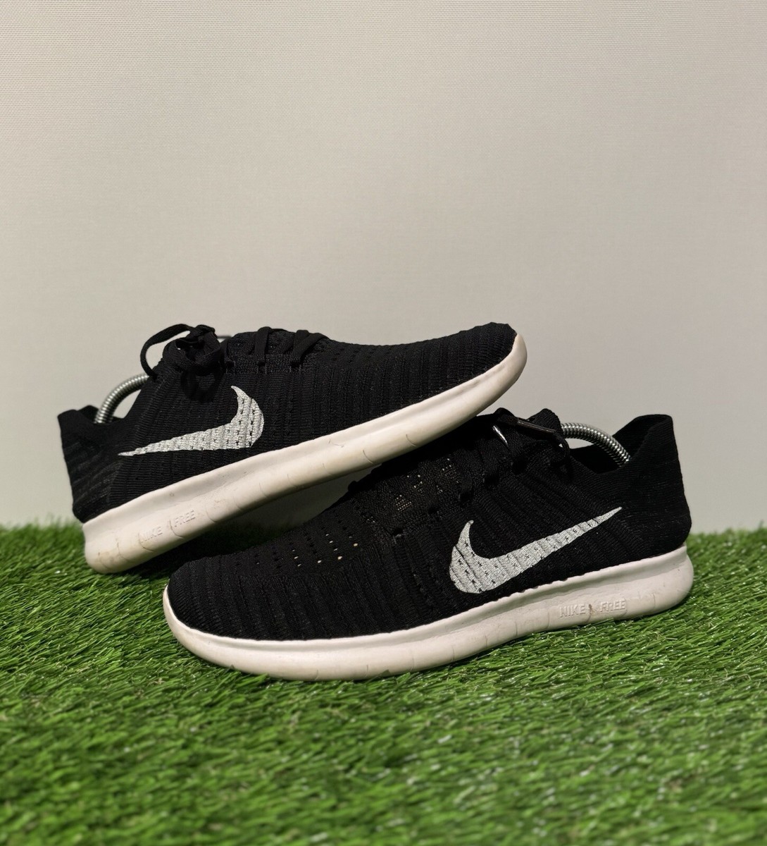 Nike Free RN Flyknit Men's Running Shoes Size 10 Black White