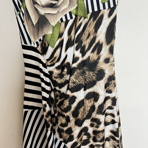 Joseph Ribkoff Scoop Neck Dress Mixed Floral/Animal Print Stretchy 90s Y2K Sz 2 - Picture 4 of 12