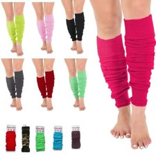 Ladies Girls Teen 80's Dance Plain Ribbed Leg Warmers Legwarmers 12 Colours Tutu