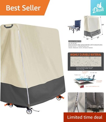 Heavy-Duty Table Tennis Table Cover - Waterproof - Indoor/Outdoor - Beige Gray