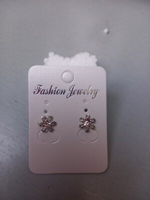 Boucles D'oreilles Clous - Pierre Fuschia Cristal Sur Métal Argenté - Neuf Avec étiquettes