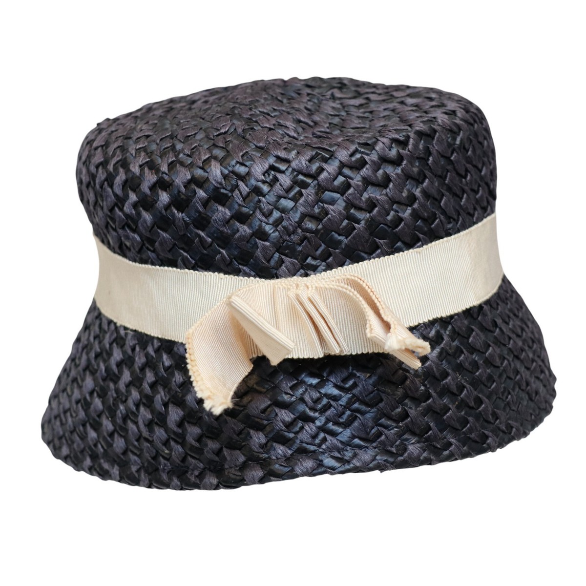 Vintage Womens Mia Pyrreck Bad Vilbel Straw Cloche Hat 1940s Flapper