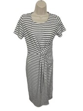 SUGAR + LIPS Women's Size Small White Black Striped Fitted Knit Dress