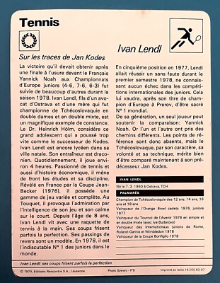 Carte Rookie Ivan Lendl - Édition Française 1984 - Roland Garros - D91