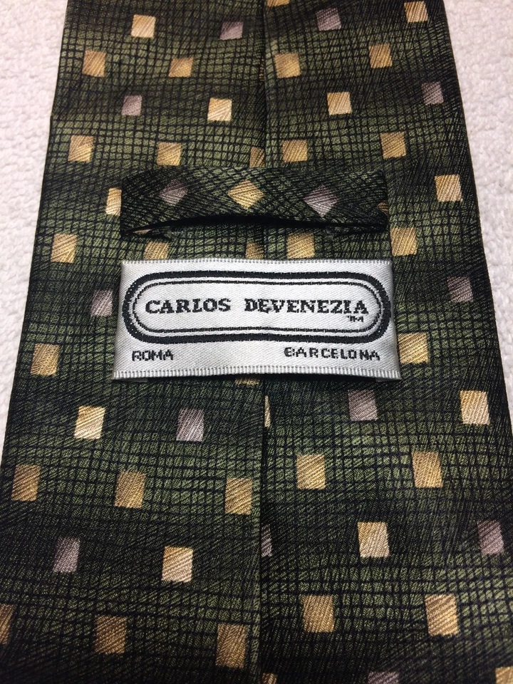 CARLOS DEVENEZIA CORBATA HOMBRE VERDE CON GRIS Y DORADO 3,75 X 61 Foto 4 de 4
