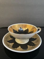 RW Rudolf Wachter Bavaria Cup & Saucer Set ~ Black & Gold Decor