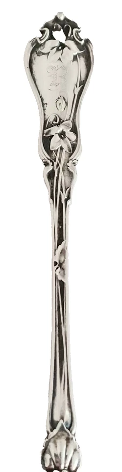 Tenedor de ostra Violet by Whiting Sterling perforado - Mono'd R 1909 Foto 2 de 4