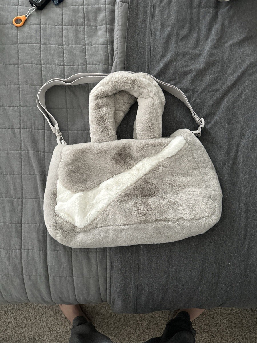 Nike Sportswear Faux Fur Tote Grey White Light Iron Ore DQ5804-012