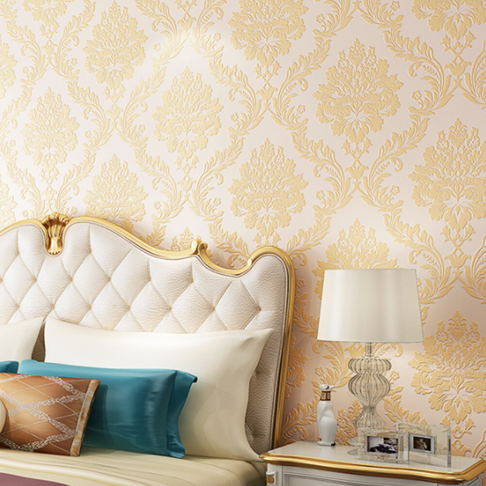 Luxury European Damask Wallpaper 3D Embossed Textured NonWoven Wall