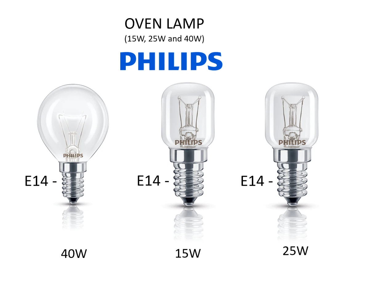 PHILIPS Oven Bulb Lamps Cooker Light Bulbs 40w 25w 15w 240v SES E14 300  Degree