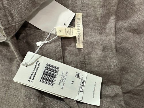 Eileen Fisher washed Organic Linen Delave Stand Collar Jacket sz 1X NWT MSPR 258 - Picture 3 of 4