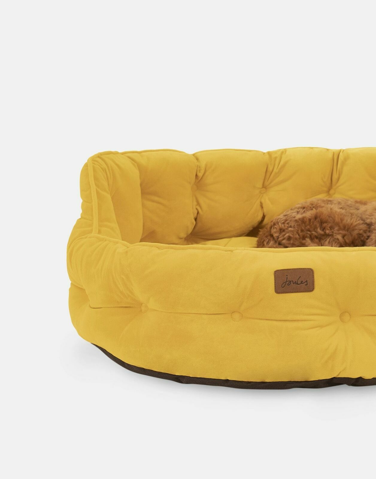 JOULES CHESTERFIELD PET DOG BED LUXURY VELVET MUSTARD SOFT COMFY BED