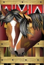 2 HORSES GREET EACH OTHER "STABLE MATES" SMALL 18" X 12" GARDEN FLAG ART