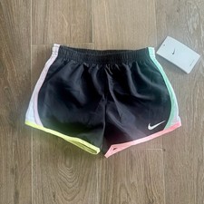 NIKE DRI-FIT Shorts Tempo Lined Athletic Summer Camp Girls Sz 6X Black Neon NEW