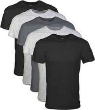 Gildan Men's Crew Neck T-Shirts Multipack G1100 Black Grey Cotton Tee 5 Pack