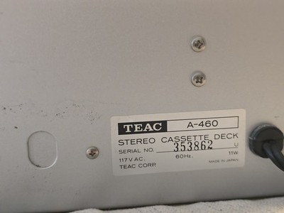 RARE VINTAGE TEAC A-460 STEREO CASSETTE DECK - NEW BELTS/PLAYS/NO