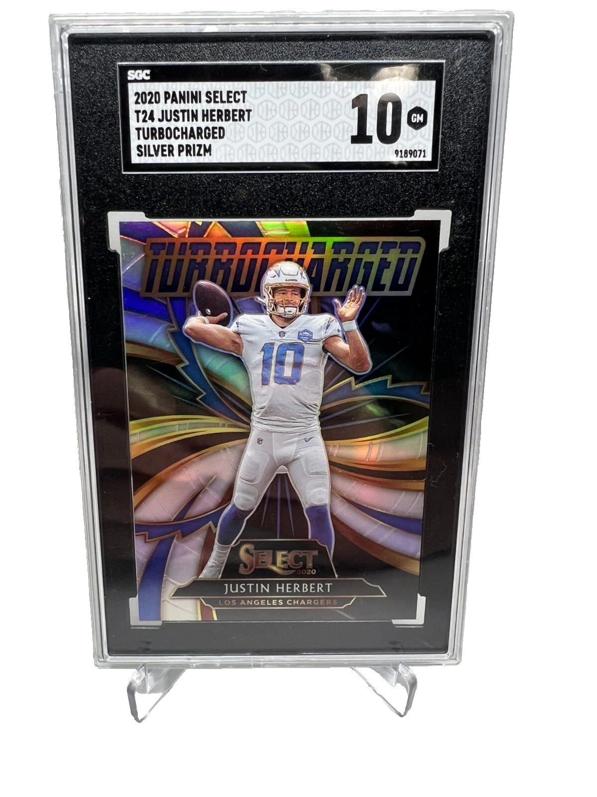 Justin Herbert 2020 Panini Select Rookie Turbocharged Silver Prizm SGC 10