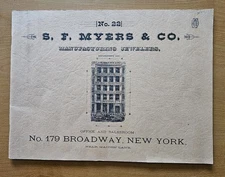 1884 S.F. MYERS & CO. MANUFACTURING JEWELERS CATALOGUE No. 22 (1970 Reprint)