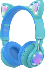 Kids Headphones, CT-7S Cat Ear Bluetooth Headphones with LED Light, 85Db Volume
