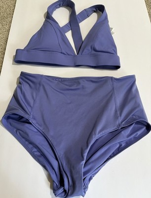 Athleta S SMALL High Waist Swim Bottom, Purple Currant Full-Seat Bikini Active