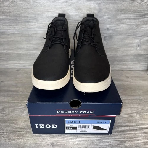 New Izod Mens Palmer Size 13 Black Chukka Memory Foam Sneakers Shoes Boots