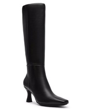 Anne Klein Perfektion Boots Womens US 10M Black Leather Square Toe Knee High