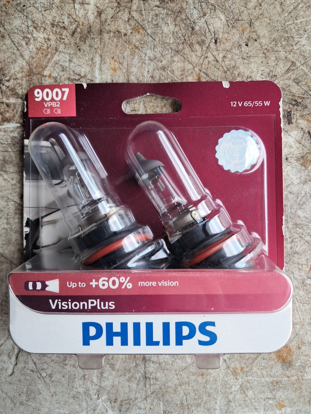 Philips Vision Plus 9007 65/55W + 60% More Light Two Bulb Headlight