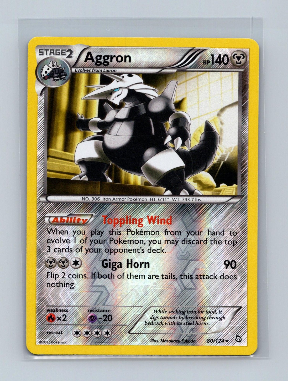 Aggron 80/124 Holo Rare Dragons Exalted Pokemon Reverse Holo Lightly Played