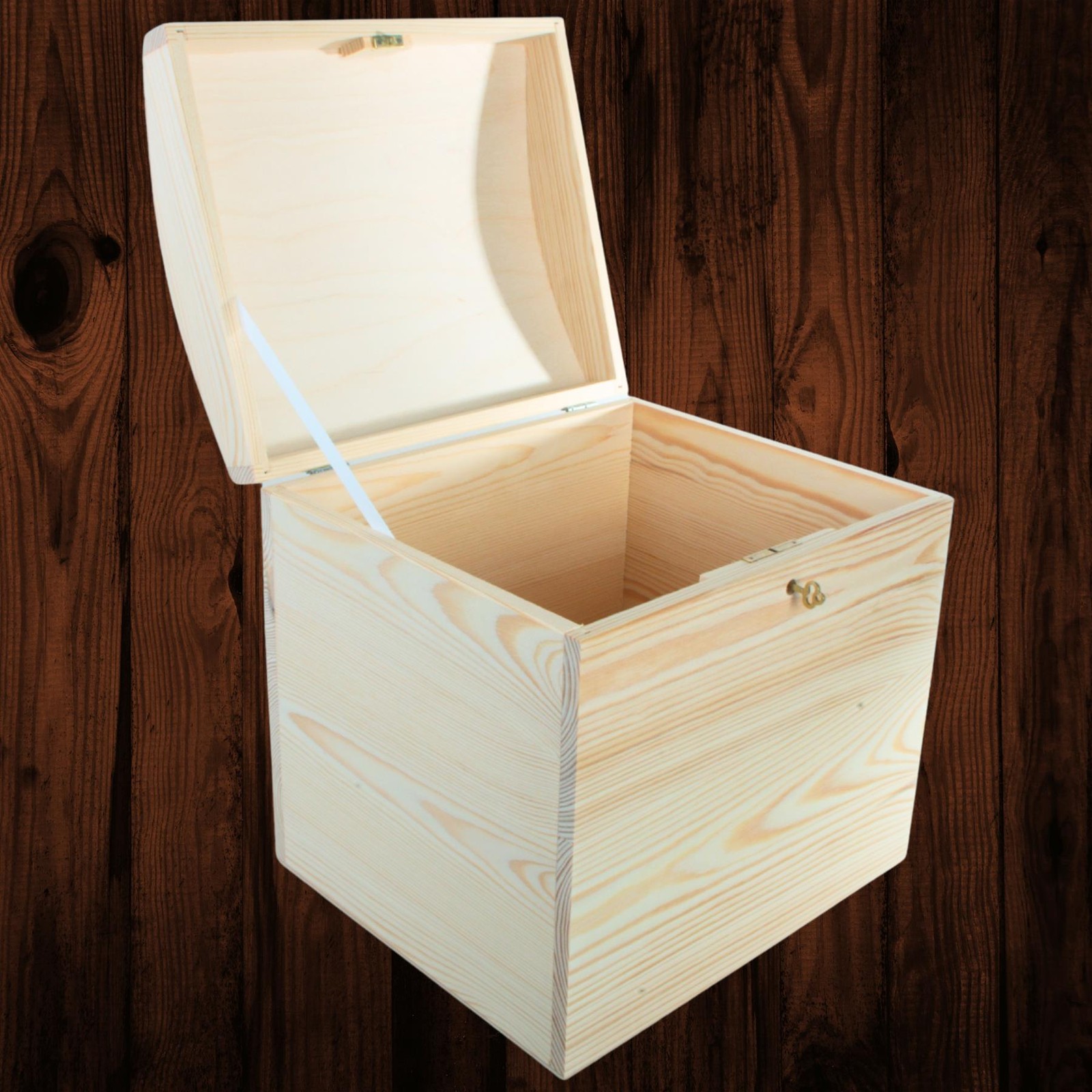 Lockable Wooden Treasure Chest Memory Keepsake Storage Box 29 x 25 x 30 cm