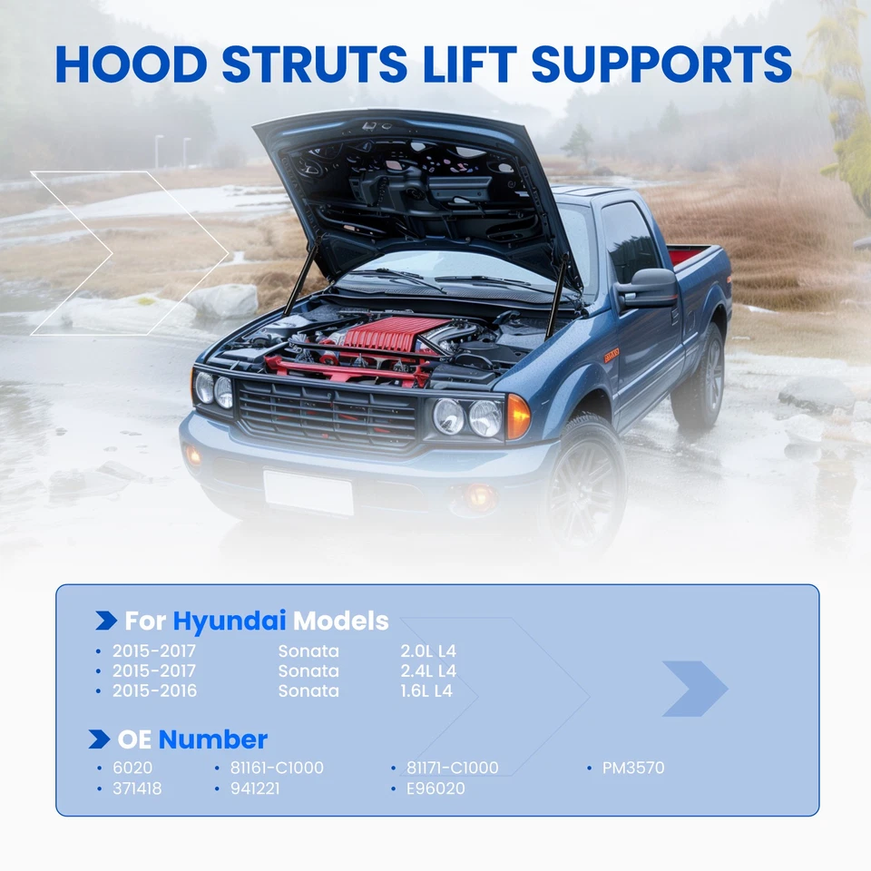 Qty(2) Front Hood Lift Supports Shock Struts for 2015-2017 Hyundai Sonata 941221 Foto 2 de 4