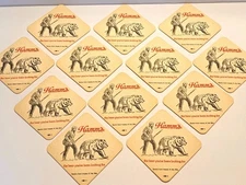 Lot of 12 Unused Vintage HAMM'S BEER Coasters*Double Sided*Grizzly Bear & Hiker
