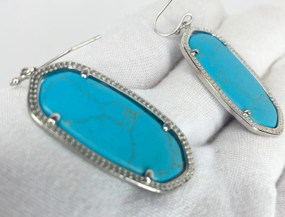 Pendientes colgantes Kendra Scott Elle tono plata turquesa Foto 4 de 4