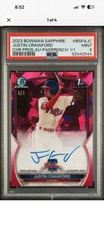 Justin Crawford 2023 Bowman Chrome Sapphire Padparadscha Refractor 1/1 PSA 9