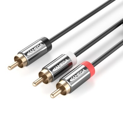 2m Subwoofer Y-Kabel Cinch RCA Kabel Koaxial HiFi Audio Kabel 3x Cinch Stecker