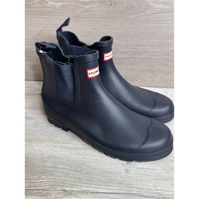 Hunter Chelsea Boots Women Size 11 Navy Blue Waterproof Rubber Ankle Rain