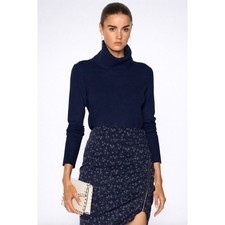 Veronica Beard Asa Cashmere Turtleneck Sweater Navy Blue Women's M