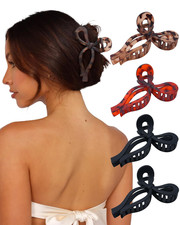 4 PCS Bow Hair Claw Clip for Women, 5.1" Big Claw Clips for Thick Hair