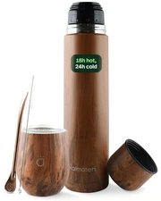 Yerba Mate Gourd 8oz & Vacuum Insulated Bottle 1000ml set, Includes Mate Cup,...