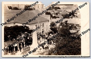 Vintage NASSAU Bahamas WWI Cenotaph War Memorial Service RPPC Photo 1920s