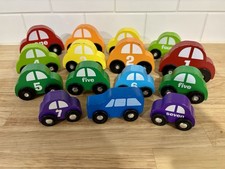 Melissa  Doug Numbered Wooden Cars Counting Number Toys Lot of 15